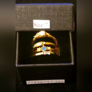 Goldtone 4 PIECE RING SET MULTI-COLORED